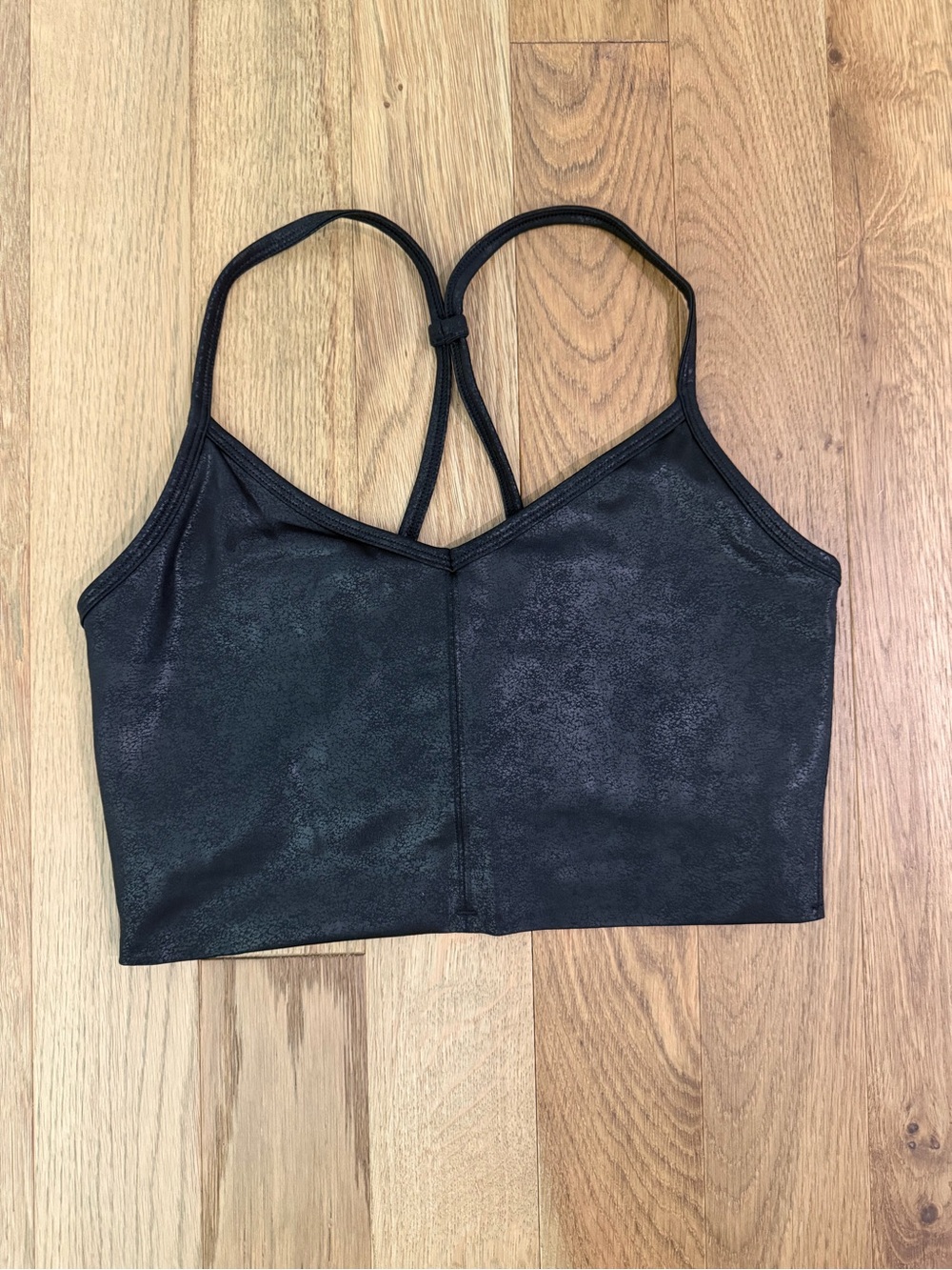 Carbon38 Women’s Black Faux Leather Shine Sports Bra Size Small